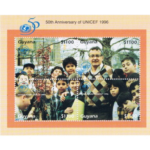 Guyana 3027 Sheet of 4 UNICEF Unused Cat Val $70.00 (ML0269)+