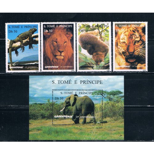 St. Thomas and Prince Islands 1237-42 Set and SS Unused Animals Cat Val 26.00 (S0143)
