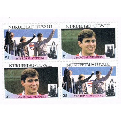 Tuvalu Nukufetau 59a-b Pair Unused Blk 4 Royal Wedding 1986 Cat Val 4.00 (T0023)