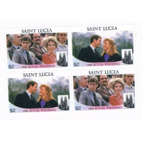 St Lucia 840a-b Pair Unused Blk 4 Royal Wedding 1986 Cat Val 6.00 (S0144)
