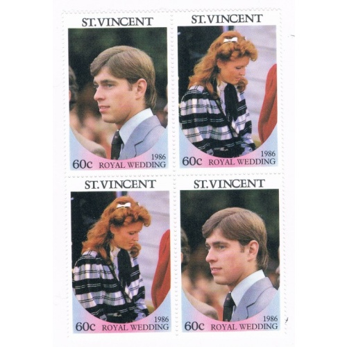 St Vincent 958a-b Pair Unused Blk 4 Royal Wedding 1986 Cat Val 1.40 (S0145)