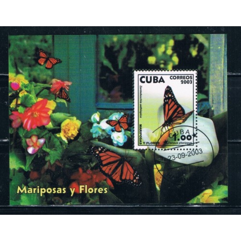Cuba 4337 Souvenir sheet Used Butterfly Cat Val 1.50 (C0023)