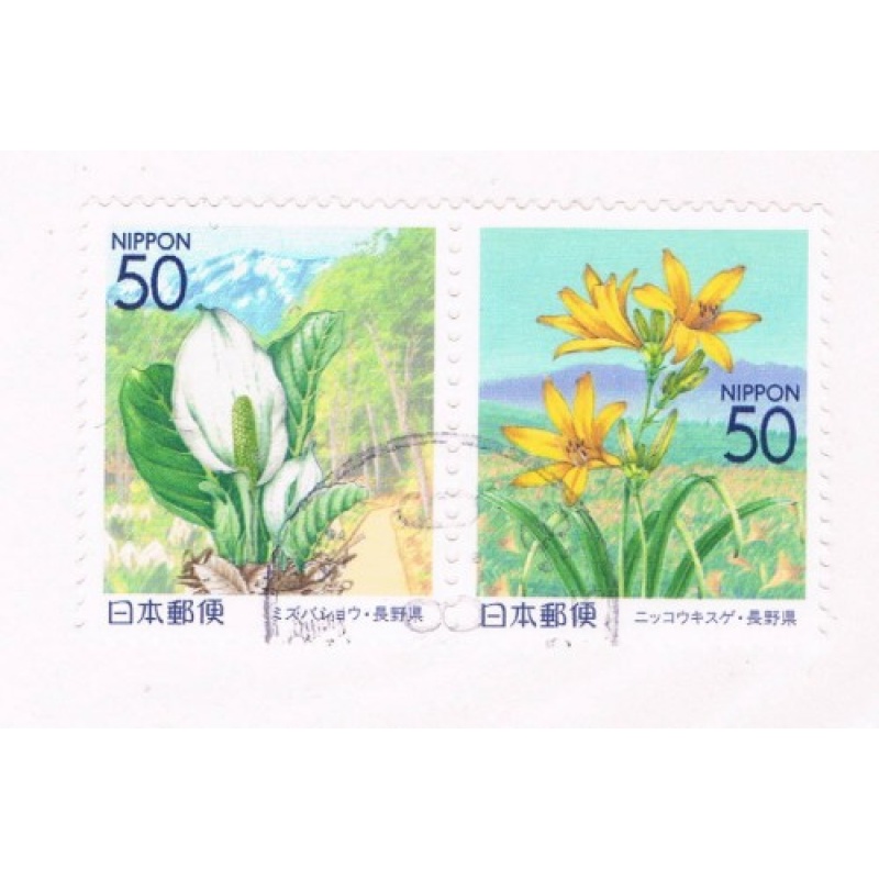 Japan Prefecture Used Pair Z583-84 Flowers CV 1.20 (JZ283)