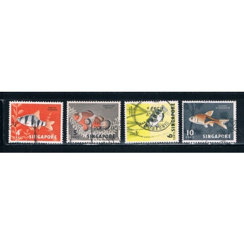 Singapore  54-57 Used Tropical Fish (S0266)