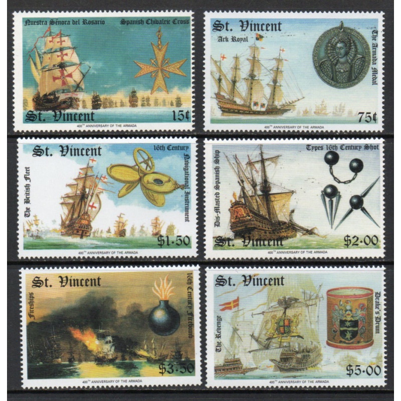 St. Vincent - 1988 - Ships, Sc.#1100-1105, MNH - Cat.$ 7.30