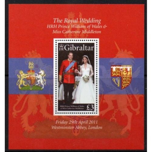 Gibraltar - Prince Williams And Kate -MS/Sheet, MNH - Sc.1283 - Cat.$ 12.00