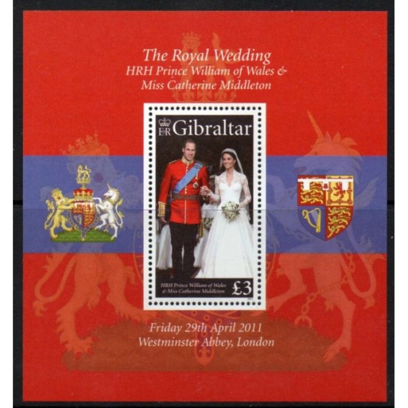 Gibraltar - Prince Williams And Kate -MS/Sheet, MNH - Sc.1283 - Cat.$ 12.00