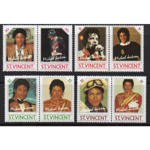 Grenadines of St. Vincent -1985 - Michael Jackson, Sc.#894-897, MNH - Cat.$ 6.70