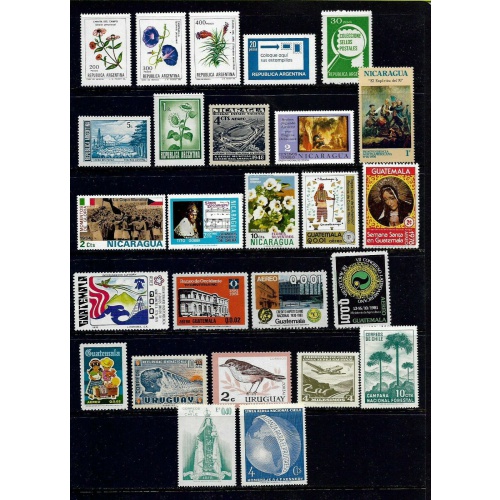 SMALL LOT OF 26 STAMPS MNH - ARGENTINA, CHILE, NICARAGUA, GUATEMALA & URUGUAY