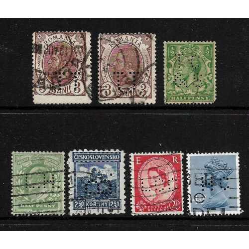 WORLDWIDE - SMALL LOT OF PERFINS, ALL USED IN VF CONDITION